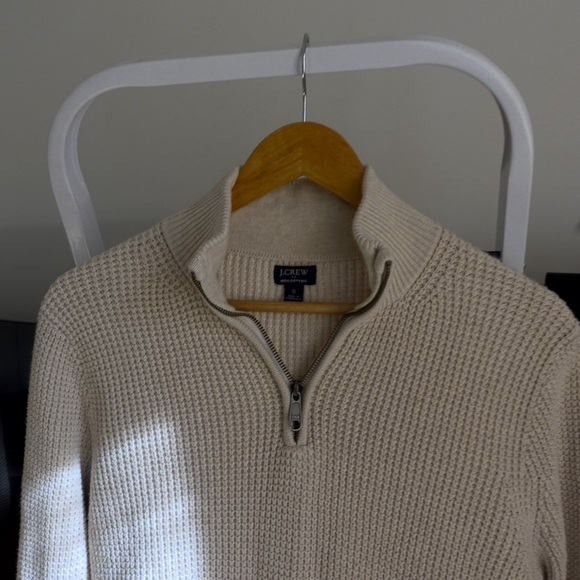 J Crew 100% cotton quarter-zip sweater in cream/ivory. - Picture 2 of 4